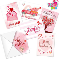 Set of 72 Valentine'S Day Cards with Envelopes, Pink Greeting Card for Hearts Da