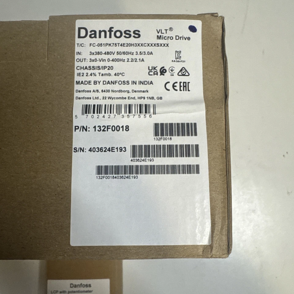 Danfoss 132F0018 VLT Micro Drive FC-051PK75T4E20H3XXCXXXSXXX W/ LCP 132B0101 - Image 2 of 4