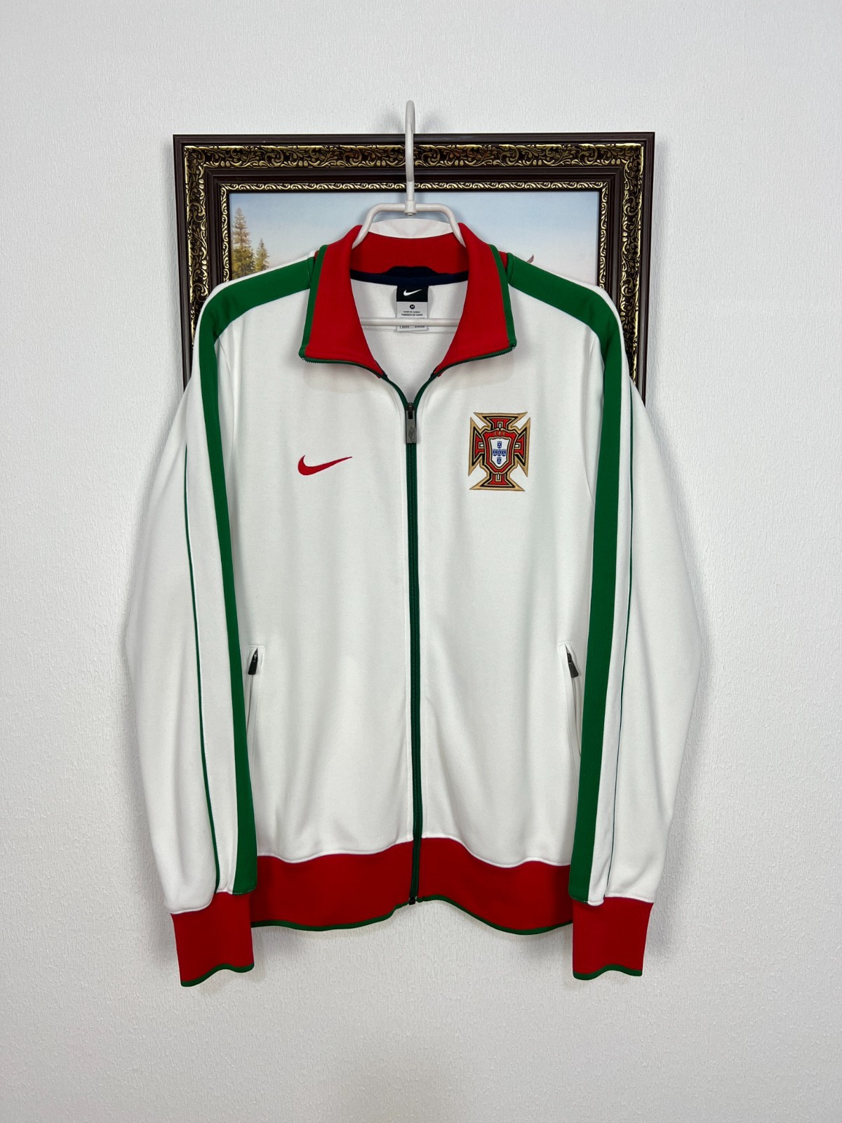 SACAI X NIKE Giacca bianca calcio Nike Portugal vintage calcio uomo pista zip taglia M