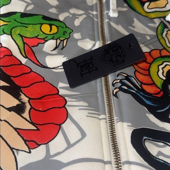 NET Ed Hardy Sleeveless Zip Hoodie Vest Unisex  Panther Snake Tattoo Graphic Y2K thumbnail 5