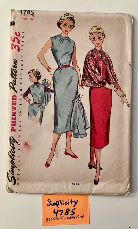 Simplicity 4785 Vintage Teen Age Jumper Dress & Jacket Size 14 Bust 32, Uncut