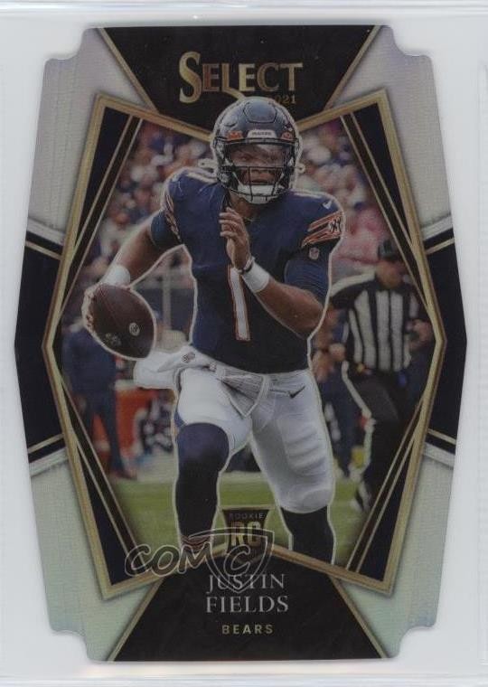 2021 Panini Select Premier Level Silver Prizm Die-Cut Justin Fields #150 sq1