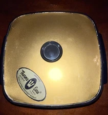 Vintage MCM Thermo Serv Gold Insulated 2-Wall Serving Ware Container + Lid Retro