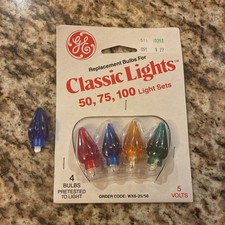 Vintage GE Color 4 Replacement Bulbs Classic Lights 50, 75, 100 / 5 Volts / New