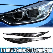Carbon Fiber Headlight Eyebrow Eyelid Cover Trim For BMW 3 Series F30 F31 12-18