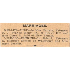 J. Francis Kelly Jr & Clara L. Judd, Nichols & Jenkins Marriage 1901 Ad AD8-HS9