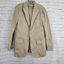 Polo Ralph Lauren Chino Cotton Sport Coat Blazer jJacket Tan Beige SZ MED