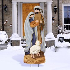 Metal Christmas Outdoor Nativity Scene for Yard with Stake 30 Inch Large Chri...
