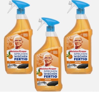 3x Meister Proper Küchenreiniger Orange Spray 800ml Sparpaket Fettlösend