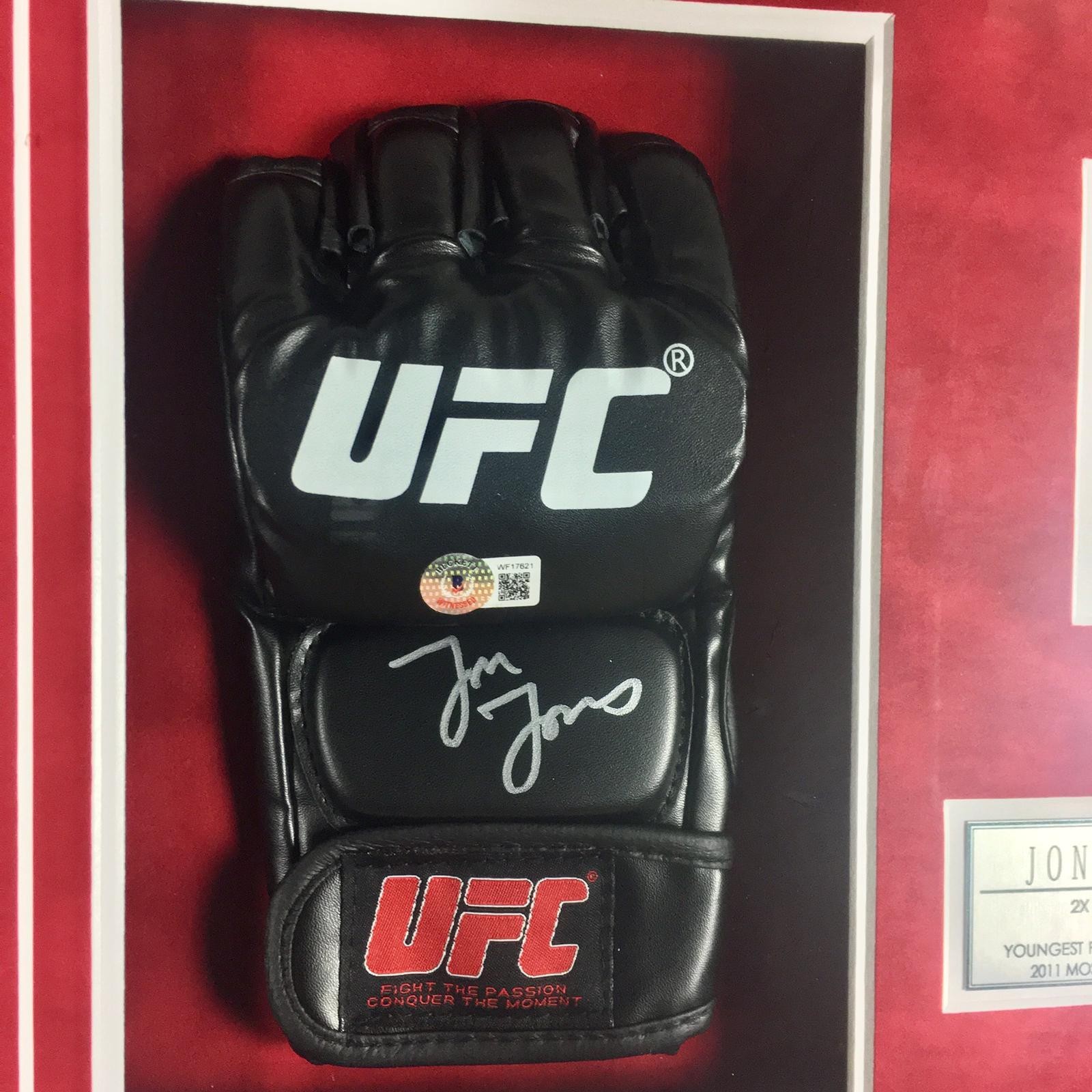 UFC Jon Jones Signed Autographed Glove Framed - Beckett BAS