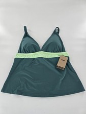 Nike Swim Tankini Top Adjustable Straps Green Colorblock Athletic Swimsuit SZ S