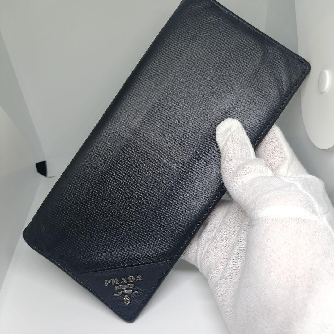 Prada Black Long Leather Wallet Luxury Women's Purse Pre-Owned