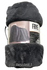 NEW FRYE Luxe Faux Fur Luxur Throw, Reversible 60" X 70" Color Gray