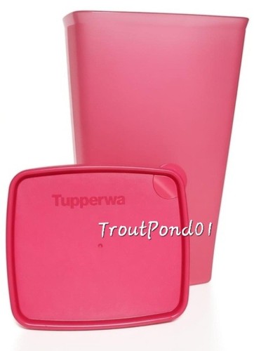 Tupperware Square Rounds 64 oz Vtg Style Freezer Container Pink Freeze It New - Picture 2 of 8