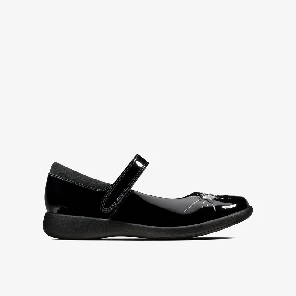 CLARKS SCHOOL Clarks Girls Etch Spark Toddler Black Patent Mary Jane,School Shoes Patent