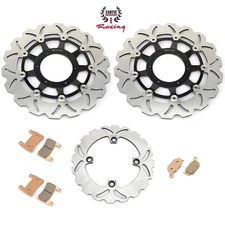 Front & Rear Brake Disc Rotors and Pads For Honda CBR 600 RR 2003-2004  black