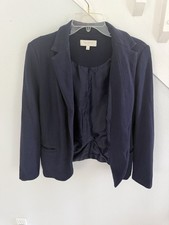 Talbots Women's Cotton Blazer Jacket Size 10 Navy Blue Business Casual