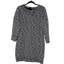 Banana Republic Marled Gray Black Sweatshirt Dress L Long Sleeve Knit Back Zip