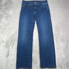 NYDJ Marilyn Straight Jeans Womens 4 Blue Wash Stretch Lift Tuck Preppy Denim