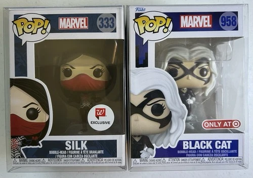 Funko Pop! Spider-man - BLACK CAT Target EXCLUSIVE 958 & SILK 333 W/ Protectors