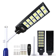 11000W Super Bright LED Solar Street Lights Commercial Outdoor Dusk to Dawn+Pole