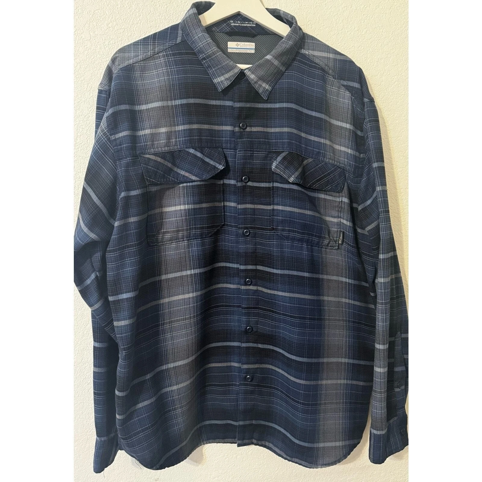 Columbia Mens Plaid Button Up Flannel Shirt Long Sleeve Casual XL