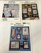 Set Of 3 Country Cross Stitch Jeremiah Junction pattern booklets # 2 #11 & # 13