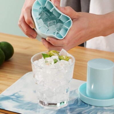 Cylinder Silicone Ice Cube Mold,Decompress Ice Lattice,Press-Type Easy-Release