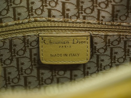 Christian Dior Lady Cannage Patent Leather 2way Handbag Yellow Gold - Picture 9 of 10