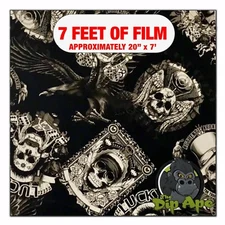 Hydrographic film Lucky Biker Skulls hydro dipping 7' x 20" hydro dip