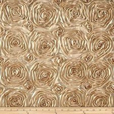 CHAMPAGNE Rosette Satin Fabric Sold By The Yard Floral Flowers Satin Decor