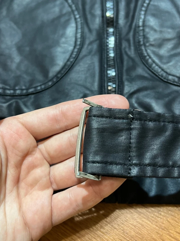 Chaqueta de motociclista encerada diésel vintage de cuero sintético negra para mujer talla L Foto 4 de 4