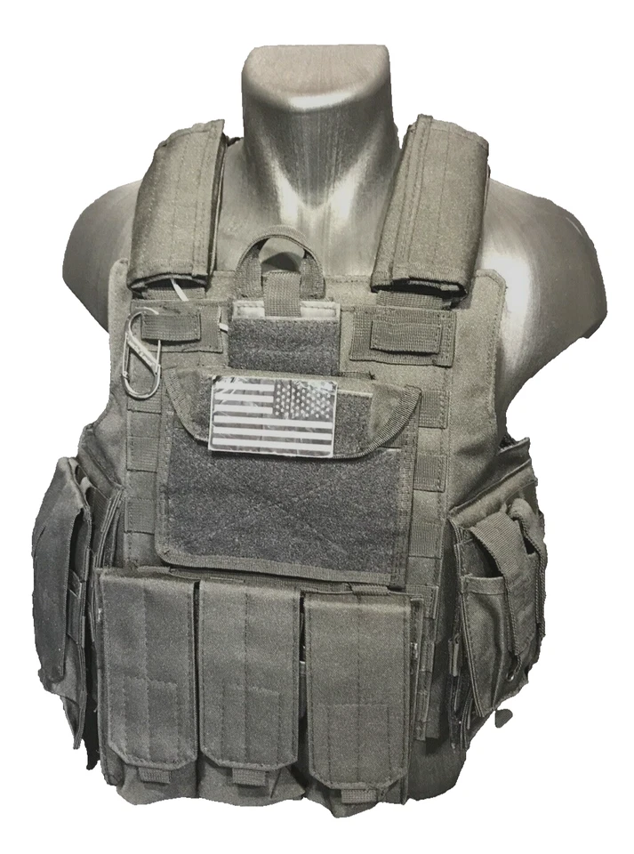 GREEN2 TACTICAL Tactical Vest BLACK Plate Carrier Rig- Adjustable. Next Day Ship**