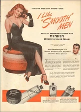 1946 Vintage ad for Mennen Brushless Shave sexy model black dress shoes 07/05/22