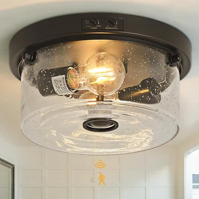 Motion Sensor Outdoor Ceiling Light, Flush Mount Porch Exterior Ceiling Light Fi