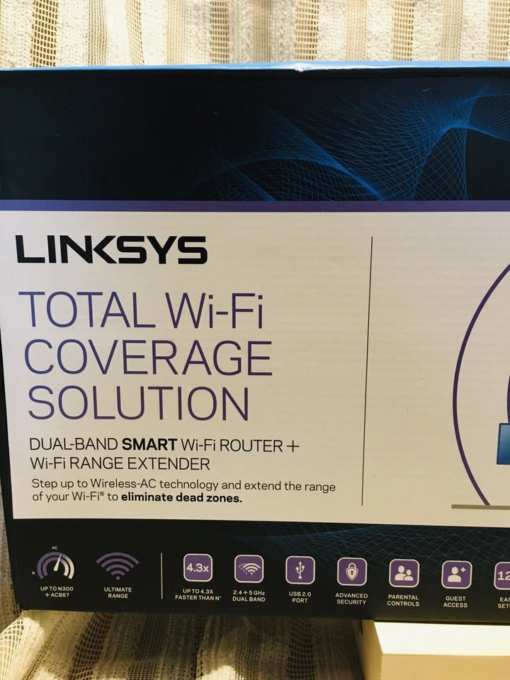 LINKSYS Dual-Band SMART Wi-Fi ROUTER + RANGE EXTENDER F5Z0554 New - Image 2 of 4