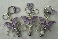 Hand made beaded key chains. Butterfly! Bling. Gifts. Basket filler. Bag charm