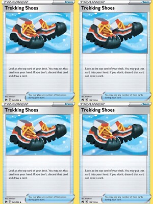 4x Trekking Shoes Playset Trainer Card 145/159 Crown Zenith Pokemon TCG NM