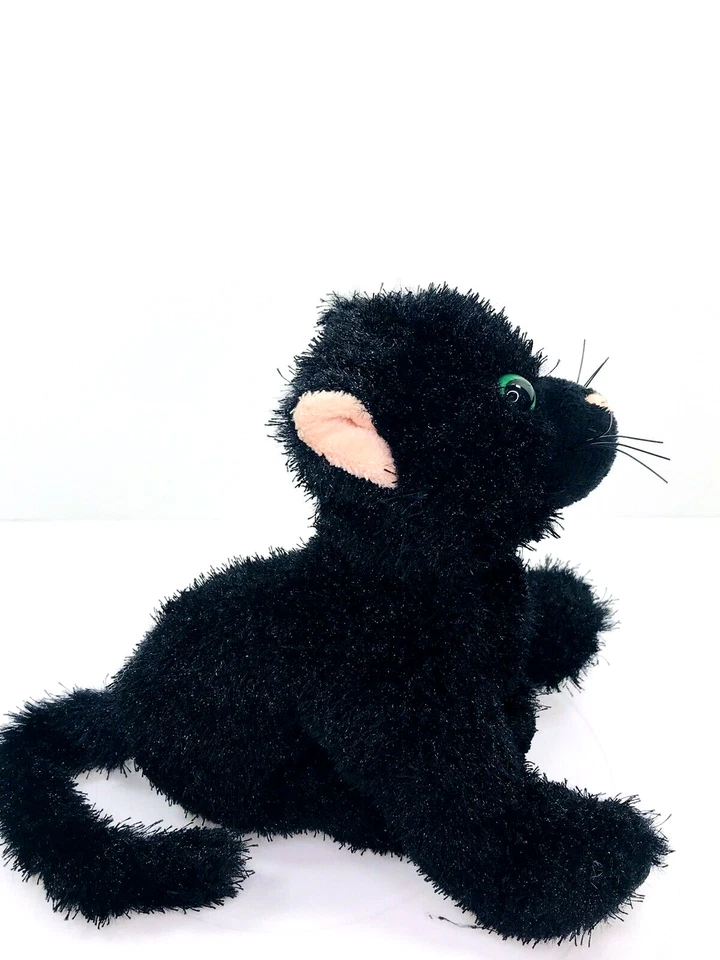 Webkinz Black Furry Kitty Cat 8" Plush #HM135 Green Eyes Halloween No Code Ganz - Image 4 of 4