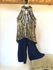 Navy  Gold Top  Capris Youth  Adult Contemporary/Lyrical Dance Costume