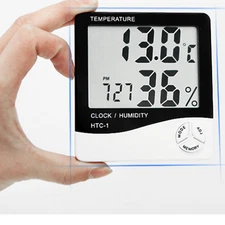 Digital Thermometer Hygrometer Temperature Humidity Meter with Clock Function