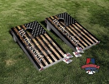 American Flag We The People Dark Washed Wood Cornhole Board Vinyl Wrap Laminate