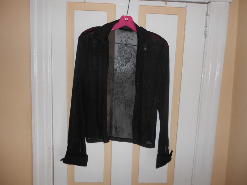 Women's Sheer Black Nightwear Shirt 