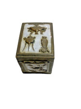 Vintage Brass & White Enamel Stamp Box