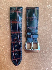 26m 24mm 22mm 21mm 20mm 19mm 18mm Black/Red alli.../ Leather Watch Strap Band