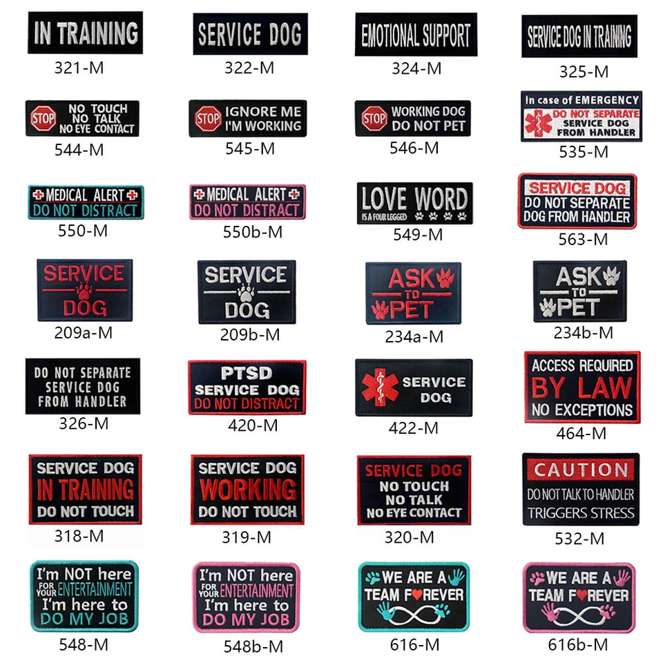 Service Dog vest patches Embroidered Hook Loop transfers Badges Many Choices - Image 4 of 4