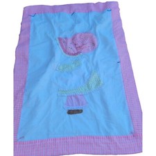 Vtg Sunbonnet Sue Applique Quilt Lace Gingham Pink Border Reversible 35x49in