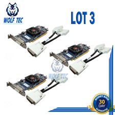 Lot 3 AMD Radeon HD 6350 512MB Low Profile DMS-59 Video Card w/Dual DVI Cable