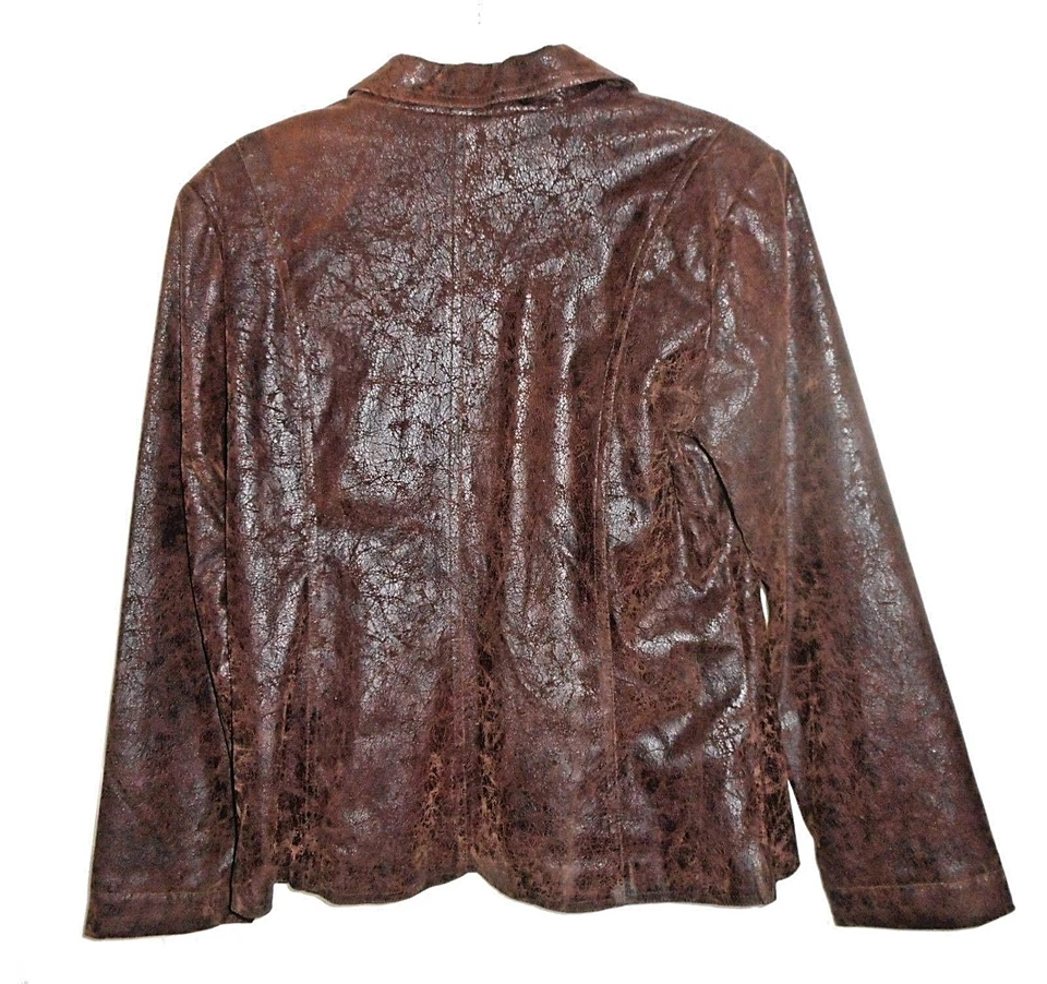 Nuevo Blazer, Comerciantes de Bambú, Vegano-Imitación-Envejecido-Cuero Forrado Marrón Suave M Foto 3 de 4