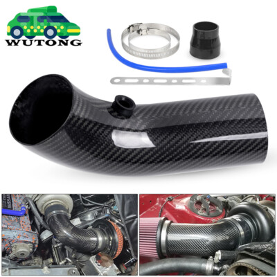 Universal 76mm 3'' Real Carbon Fiber Car Cold Air Intake Induction Pipe Hose Tube